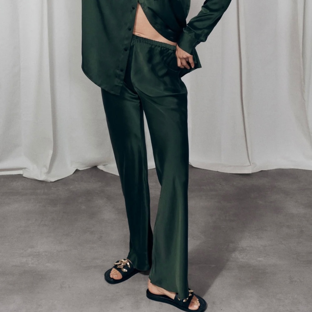 Silk Laundry Bias Cut Pants XS Cedar (100% Silk Satin)